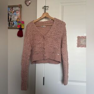 Hollister pink knit cardigan sweater